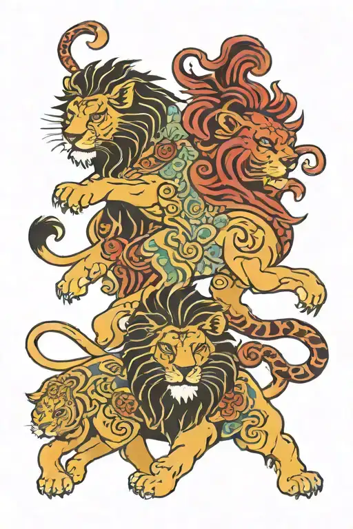 Lion And Lioness Stepping