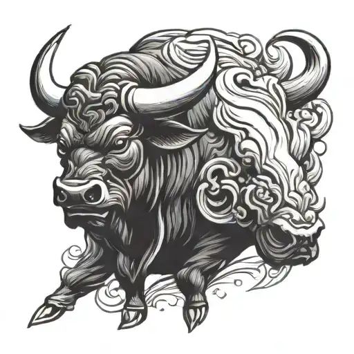 Angry Bull Side View Irezumi Style