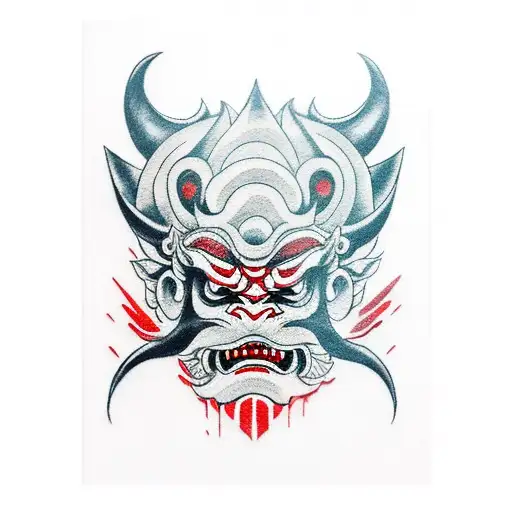 Oni Mask With Red Background