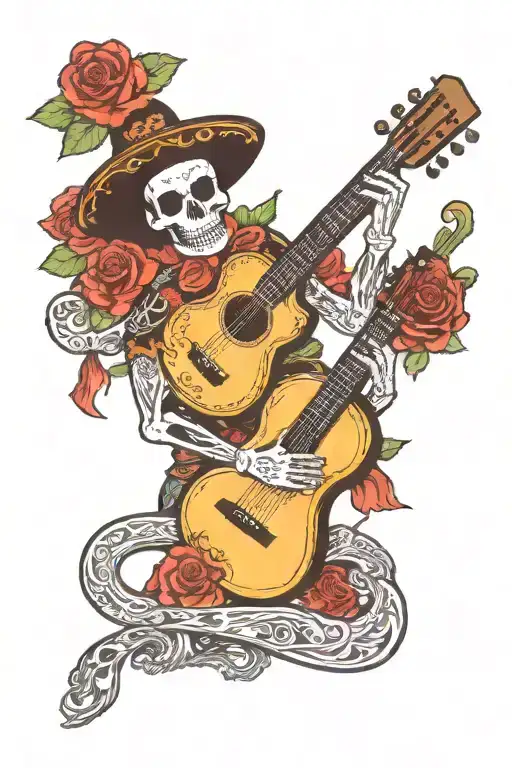 Mariachi Band Guitar Playing Flamenco Day Of The Dead