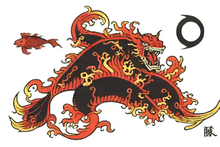 Black And Red Ocean Band Tattoo Design