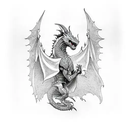 A Fantasy-inspired Tattoo Depicting A Warrior Battling A Dragon In The Gym