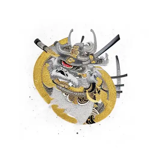 Samurai With Gold And Black Colours