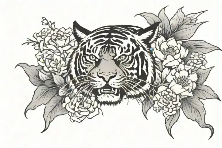 Tiger Face On Lotus Flower