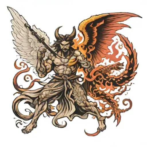 Angel Fighting Satan Hell Cancer