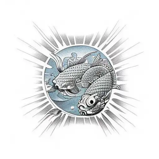 Half Sleeve Koi Fish With The Head Of Blinky The Three Eyed Fish From The Simpsons Cartoon