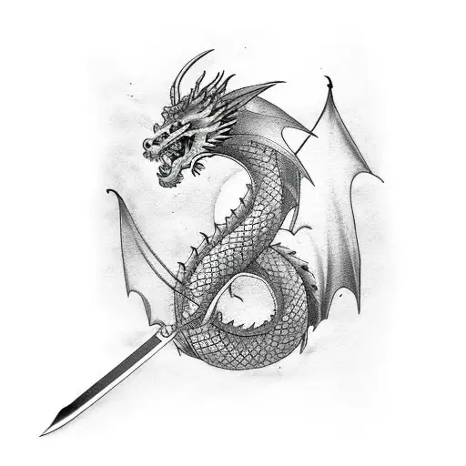 Dragon With Sword In Heart