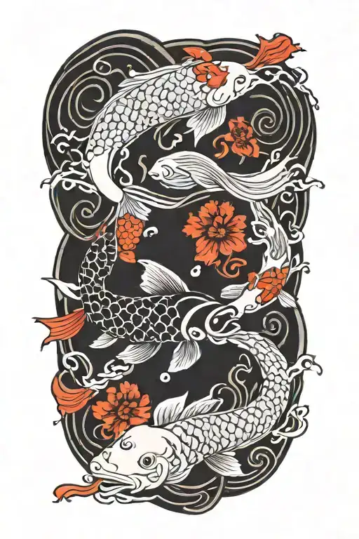 Yin And Yang Symbol Intertwined Koi Fish
