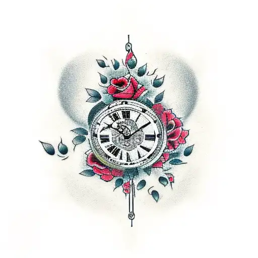 Broken Clock With Roses