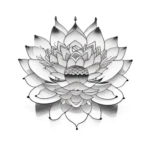 An Intricate Irezumi-style Lotus Flower Surrounded By Swirling Enso Symbols