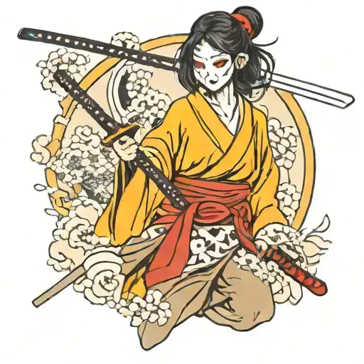 Girl In A Mask With A Katana