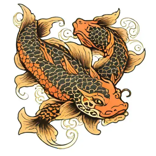 Koi Fish And A Dragon