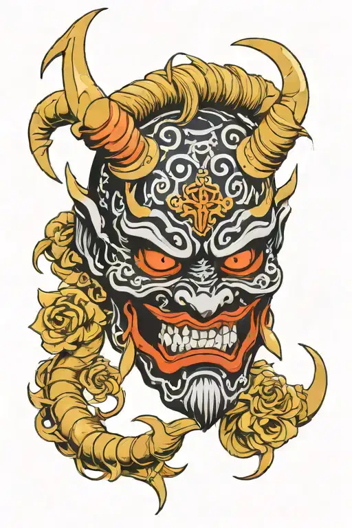 Oni Mask With Nordic People