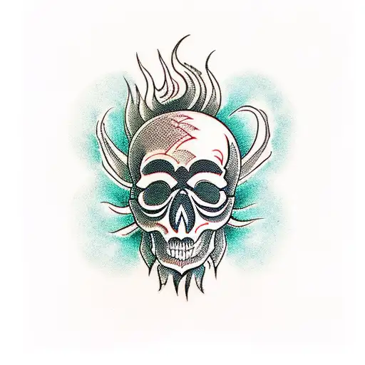 Skull Fire And Rose