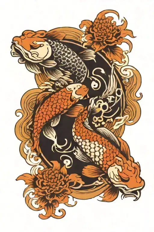 Yin And Yang Made Of Koi Fish