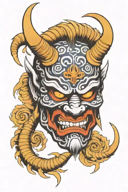 Oni Mask With Nordic Runes