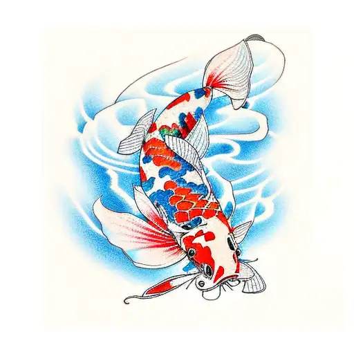 A Colorful Koi Fish Transforming Into A Cherry Blossom Tree