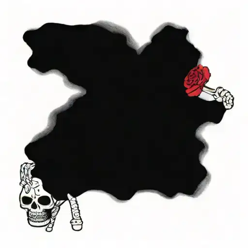 Skeleton Holding An Cross With Rosses In His Body