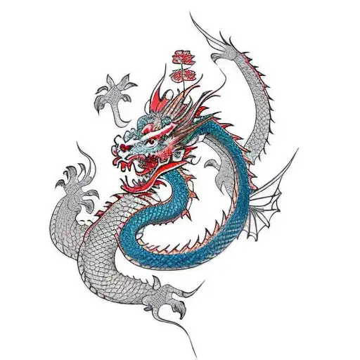 Dragon With Flowers