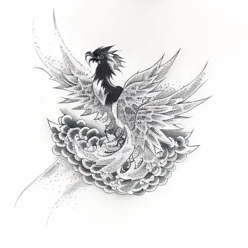 Black Splash Pheonix In Japanese Style