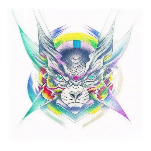 Square Tattoo Placement Of Douma From Demon Slayer Anime Rainbow Colored Eyes Looking At Me