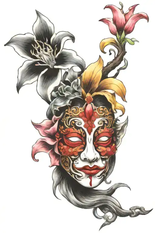 Tragedy Comedy Mask With A Ruby Opal And Diamond