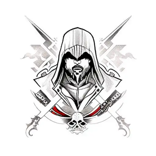 Assassins Creed Logo With Pirate Head Inside