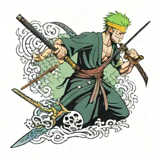 Zoro From One Piece Holding A Katana Sword That Is Also A Metal Detector