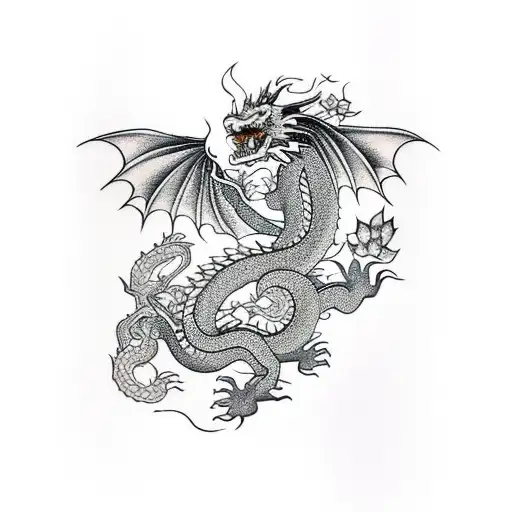 Dragon With Flowers