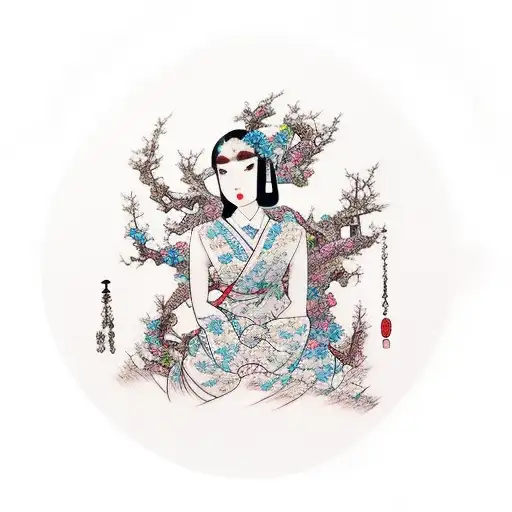 Teenage Beautiful Girl Sitting Under Huge Apple Tree