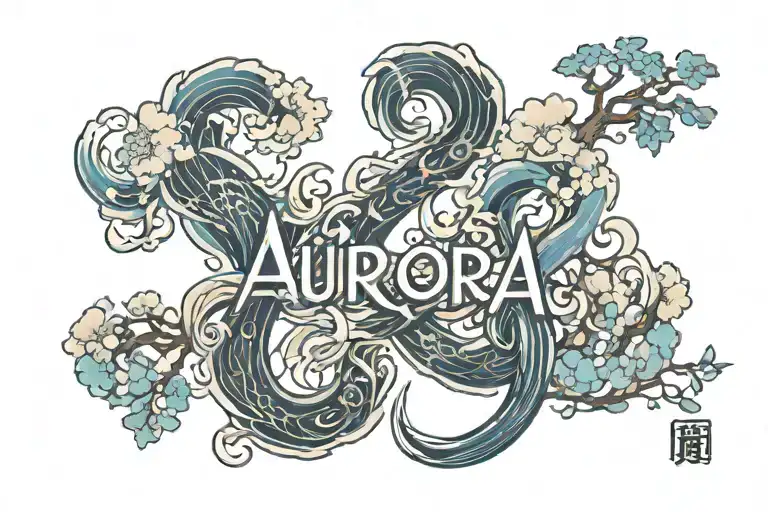 A Minimalist Tattoo Of The Word 'Aurora' In A Unique Font