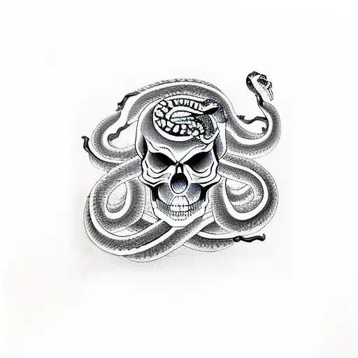 Skull With Snake In The Nose
