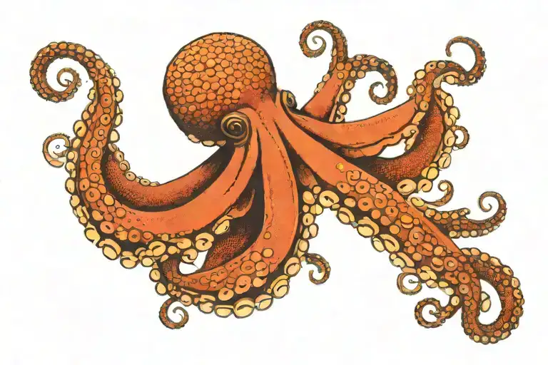 Octopus Tentacles Reaching From Shoulder Down Back Of Arm And Up The Back Of The Neck