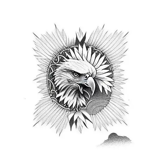 Eagle With Tree And Sunflower