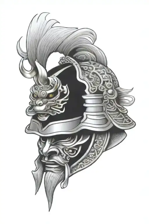 Black And Gray Samurai Helmet