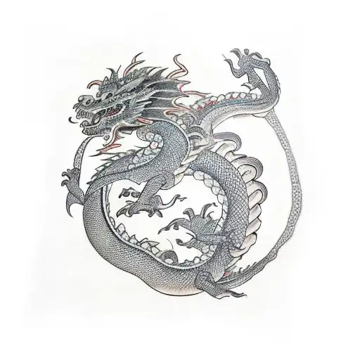 Japaneese Dragon Holding Scrolls