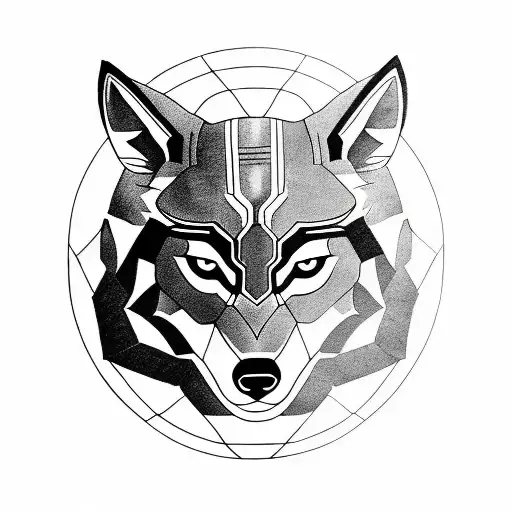 Minimalistic Wolf In Circle Similar To Marvel Black Panther