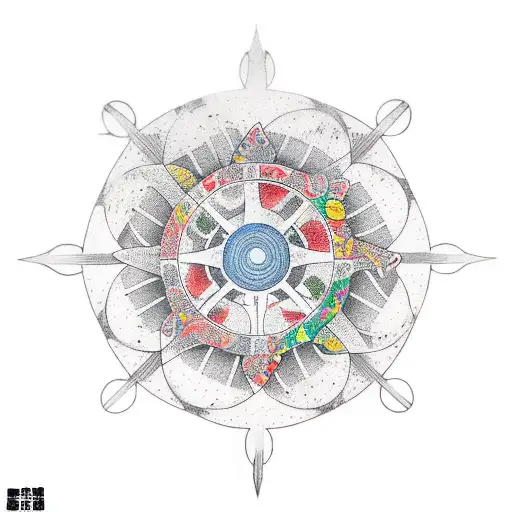 Koi Fish Bicycle Wheel Minimal Geometric