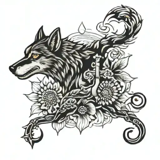 Wolf Sunflower And Anchor
