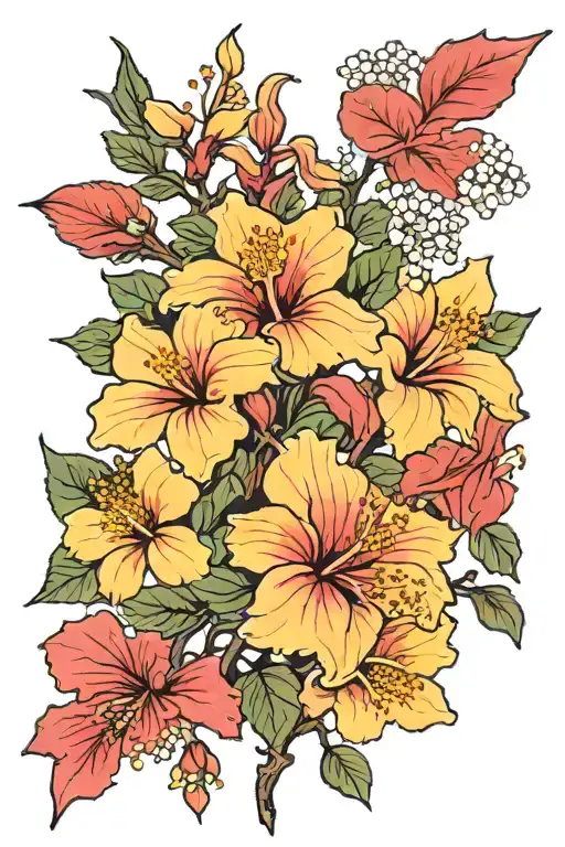 Roses Mayflowers Hibiscus Flower Blooming Cherry Blossom Tree