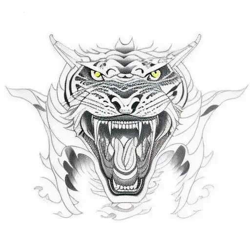 A Dragon And A Tiger Engaged In A Fierce Battle Surrounded By A Forest