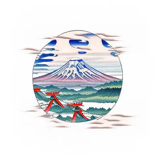 Mount Fuji With Torii Gate Background