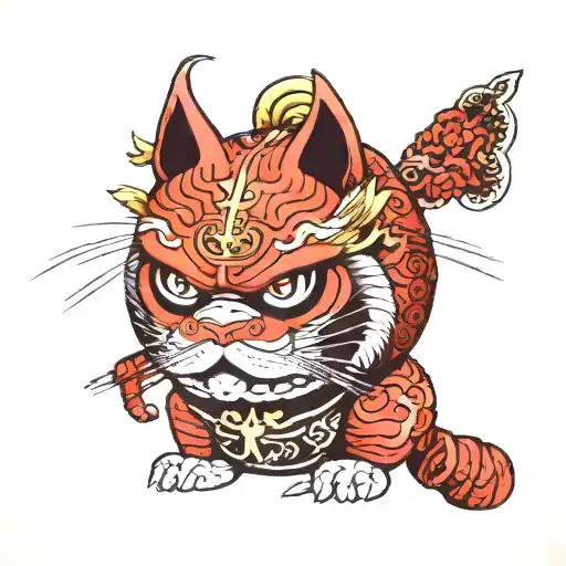 Samurai Cat On Daruma