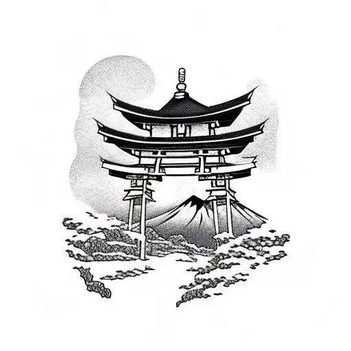 Mount Fuji With Torii Gate Background