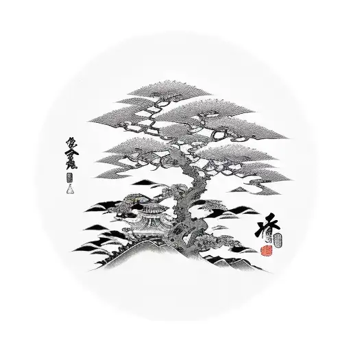 Samurai And Sakura Tree