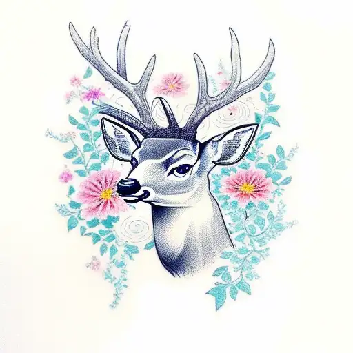 Deer With Flowers