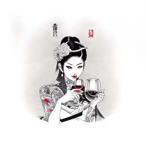 Realistic Portrait Of A Beautician Holding A Glass Of Wine