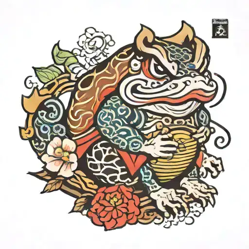 Japanese Samurai Toad On Daruma