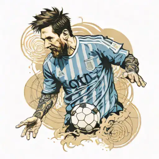 A Detailed Portrait Of Messi With A Subtle Soccer Field Background