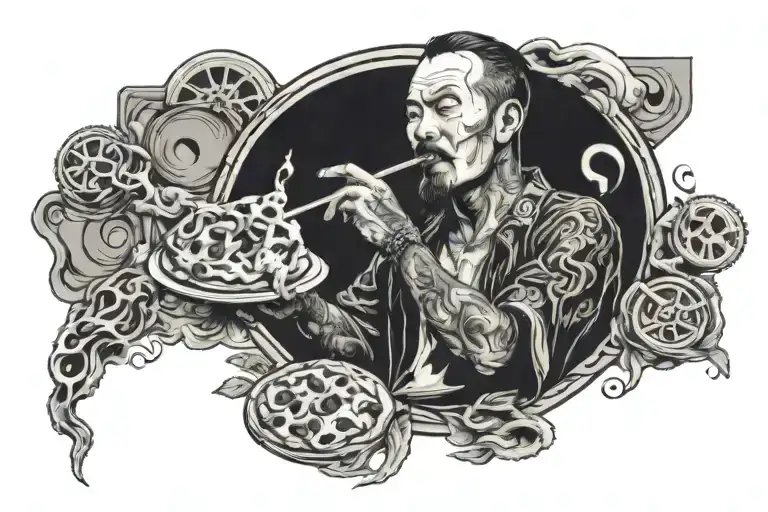 A Pizza Slice Smoking A Joint With Movie Reels In The Background